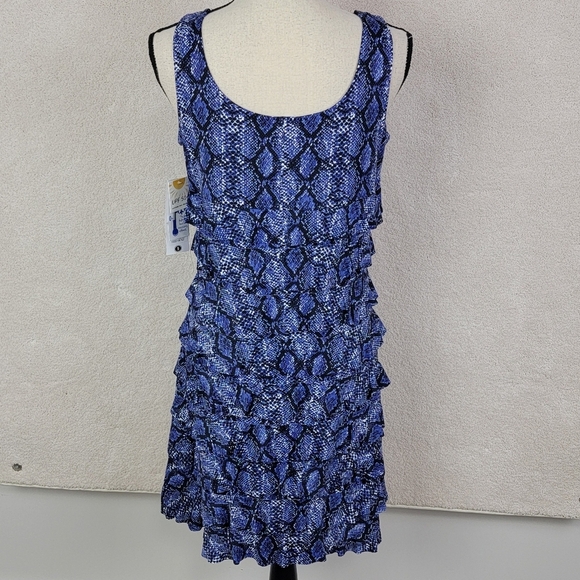 Lulu-B Navy/Black Snake Print UPF 50+ Sleeveless Cha Cha Travel Dress Sz S NEW - Picture 2 of 12